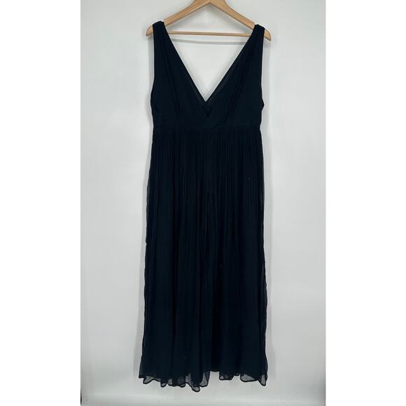 Anthropologie 100% Silk Mes Demoiselles Octavia Maxi Dress V-Neck Pleated Gown - Picture 3 of 11